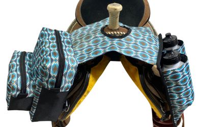 Showman Gray Blue Aztec Print Nylon Horn Bag